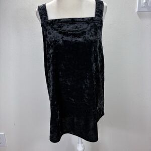 J.Jill Crushed Velvet Tank Top Black MT Medium Tall Witchy Dressy Renaissance